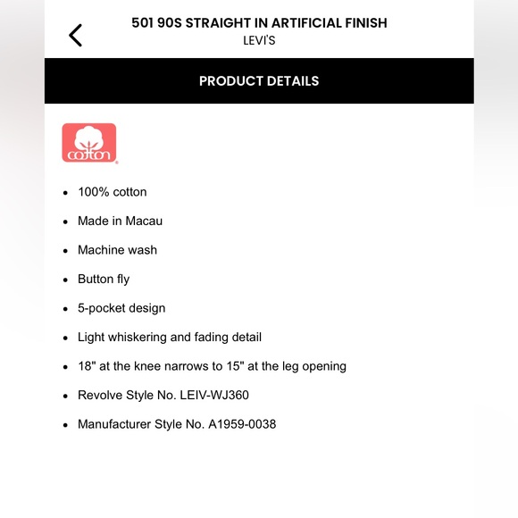 Levi’s 501 90’s Straight Size 27 - Picture 12 of 16